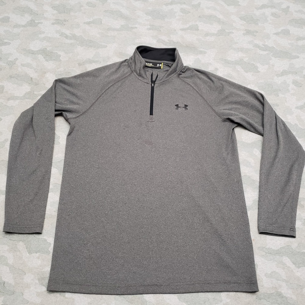 Under Armour Shirt Mens Small Gray Loose Long Sleeve‎ Quarter Zip